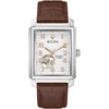 Bulova Silver-Tone Dial Leather Strap Automatic Watch