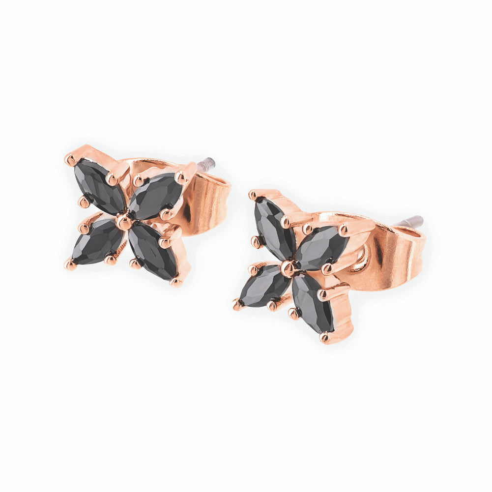 Rose Gold Noir Diamond Shaped Stud Earrings