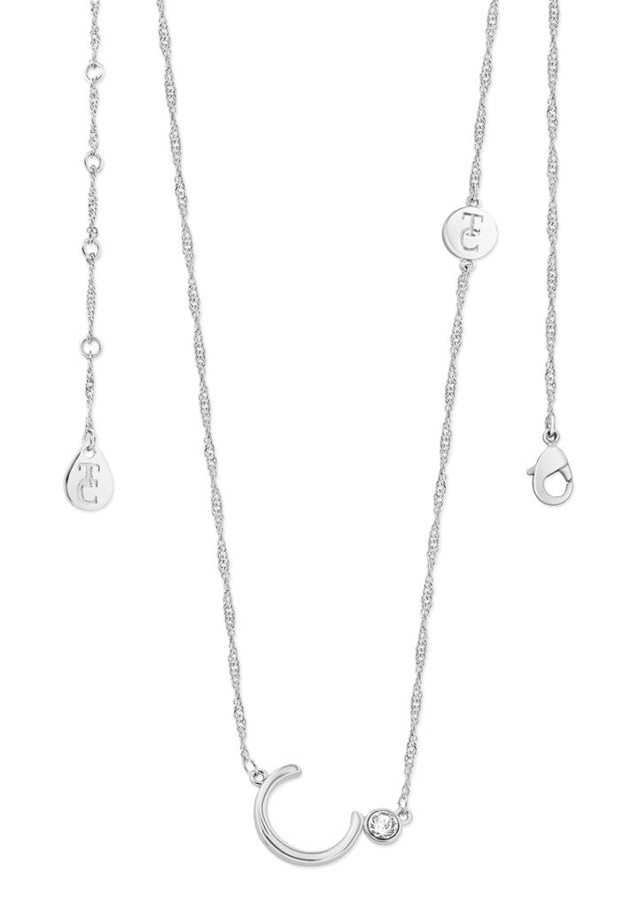 Tipperary Crystal Letter Pendant Silver Colour