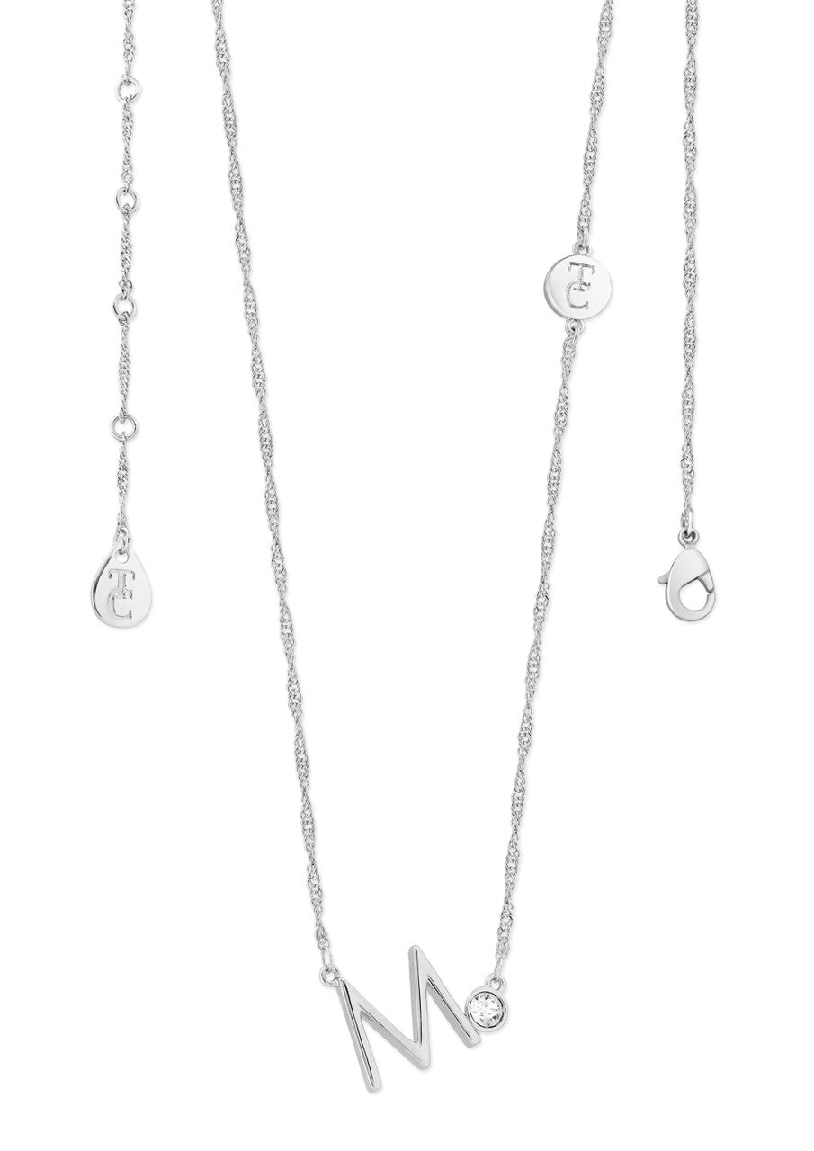 Tipperary Crystal Letter Pendant Silver Colour