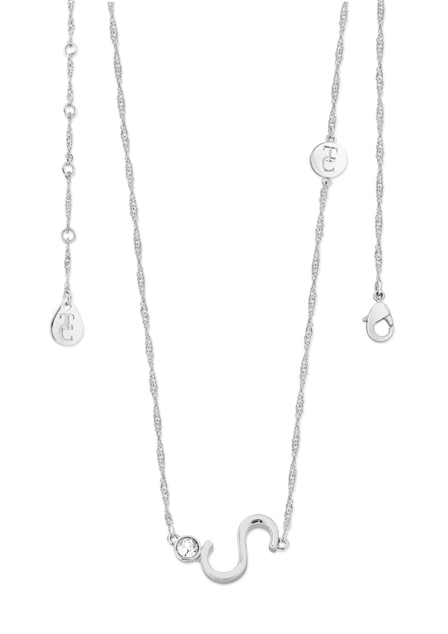 Tipperary Crystal Letter Pendant Silver Colour