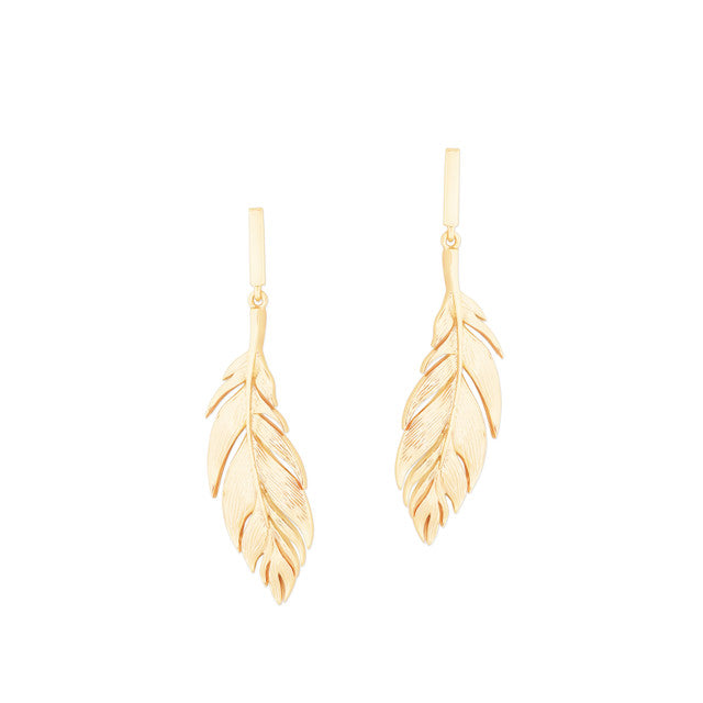 Tipperary Crystal Gold Colour Feather Drop Earrings