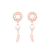 Tipperary Feather &amp; Pearl Boho drop Earrings