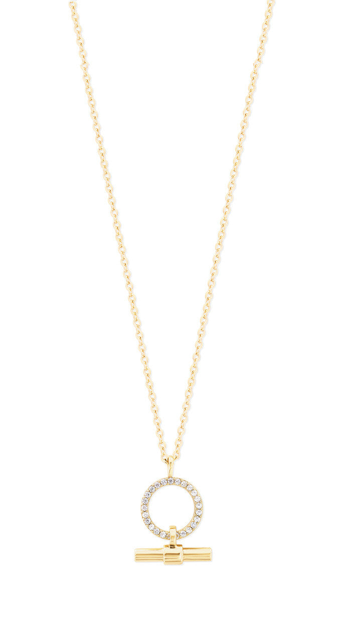 CZ SET CIRCLE &amp; BAR PENDANT GOLD FROM TIPPERARY