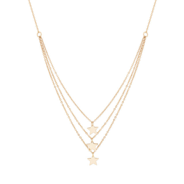 Tipperary Gold Colour Triple Star Necklace