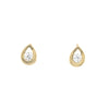 9kt Gold Pear Shaped Earrings with Clear Stone