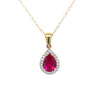 9kt Gold Pear Shaped Pendant with Ruby Coloured Stone