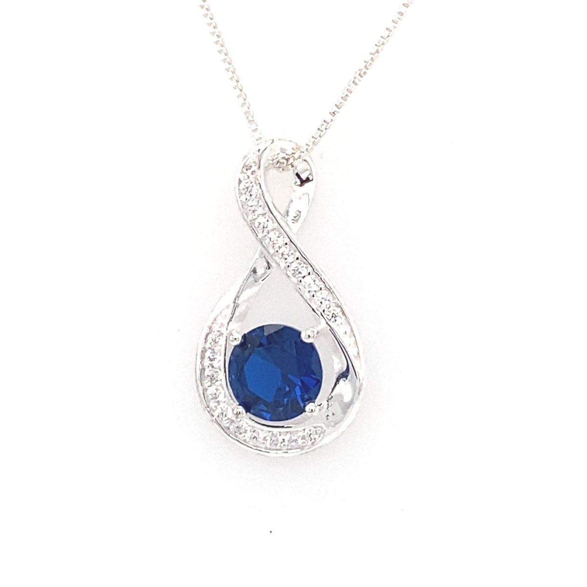 Sterling Silver Pendant with Blue Stone