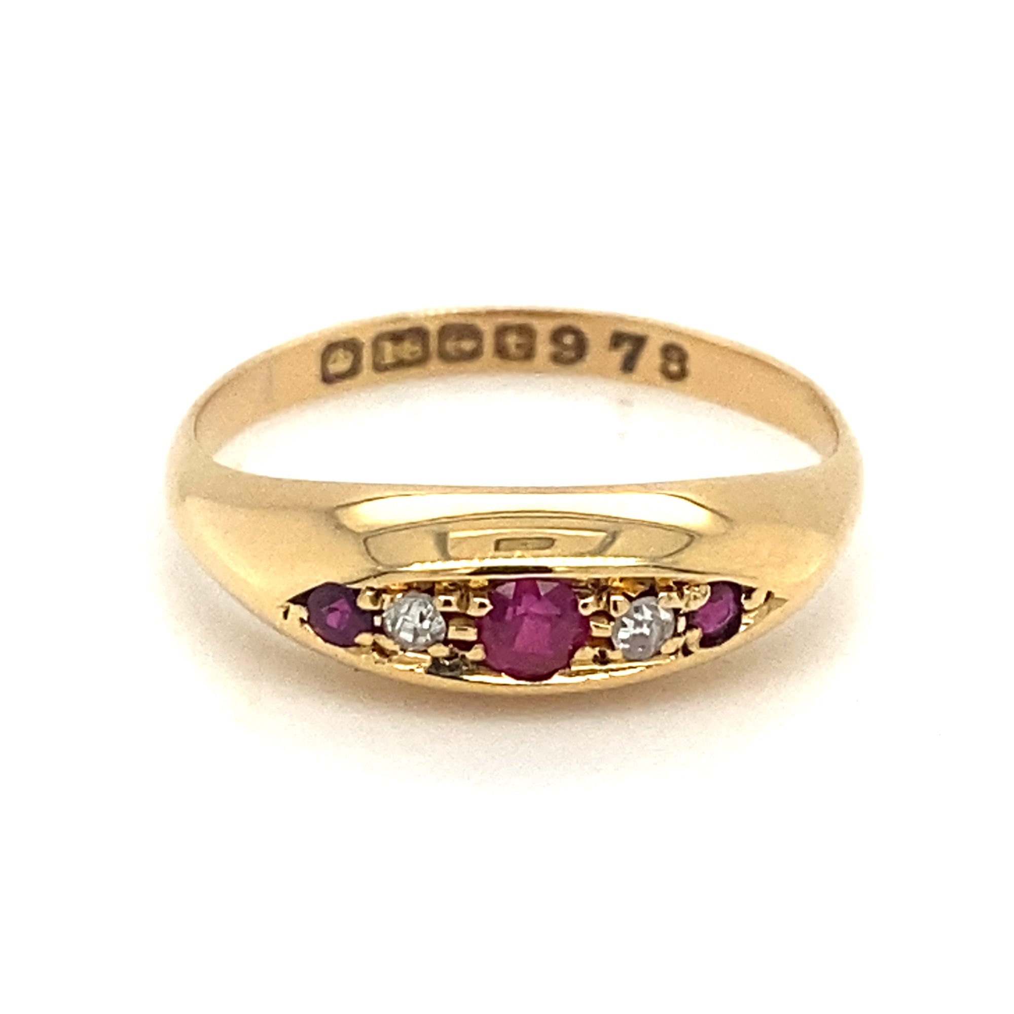 18kt Antique Gold Diamond &amp; Ruby Ring