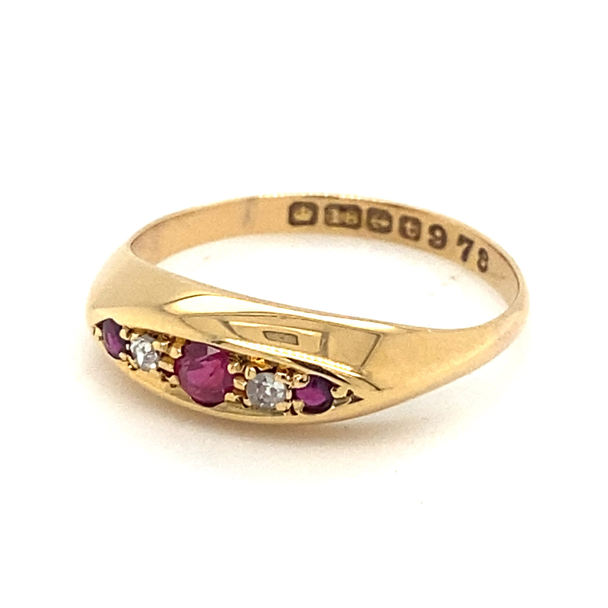 18kt Antique Gold Diamond &amp; Ruby Ring