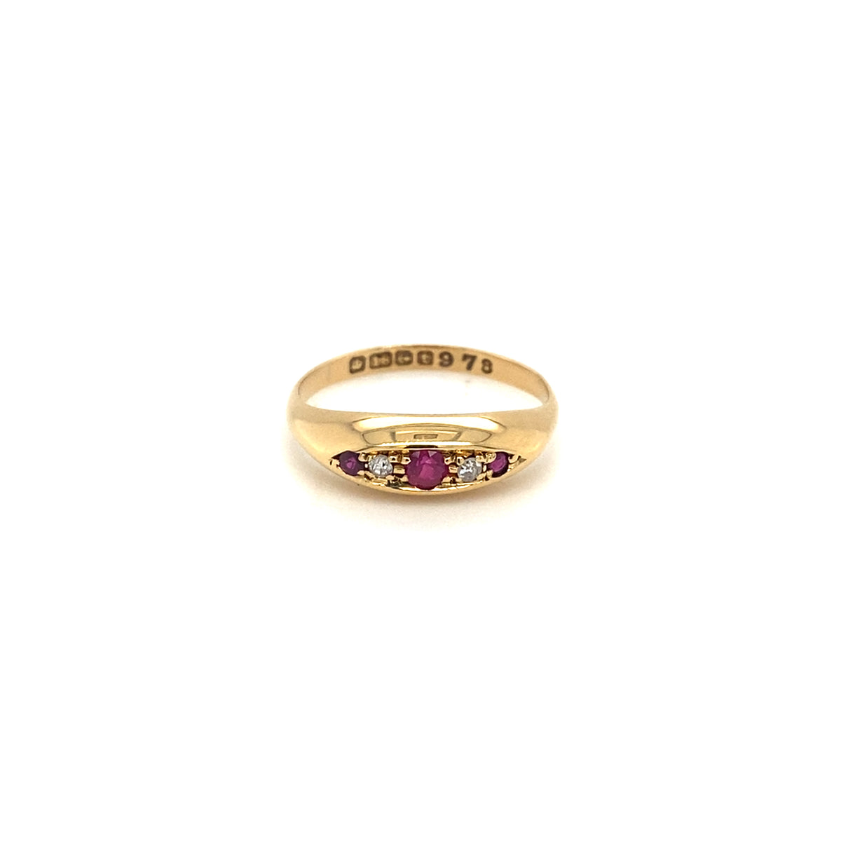 18kt Antique Gold Diamond &amp; Ruby Ring