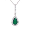 Sterling Silver Stone Set drop Pendant with Green Pear shaped Stone