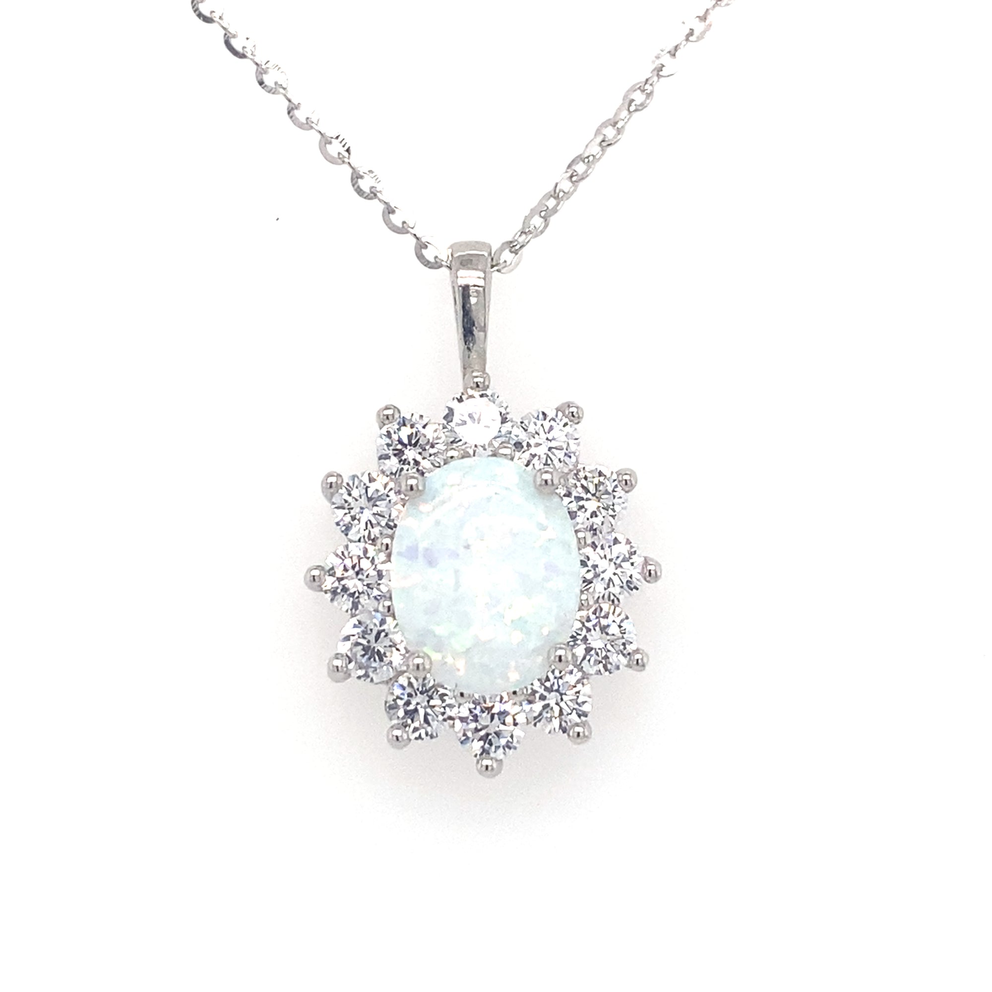 Sterling Silver Opal Cluster Pendant