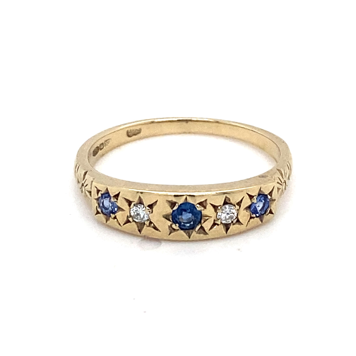 Antique 9kt Gold Diamond &amp; Sapphire Ring