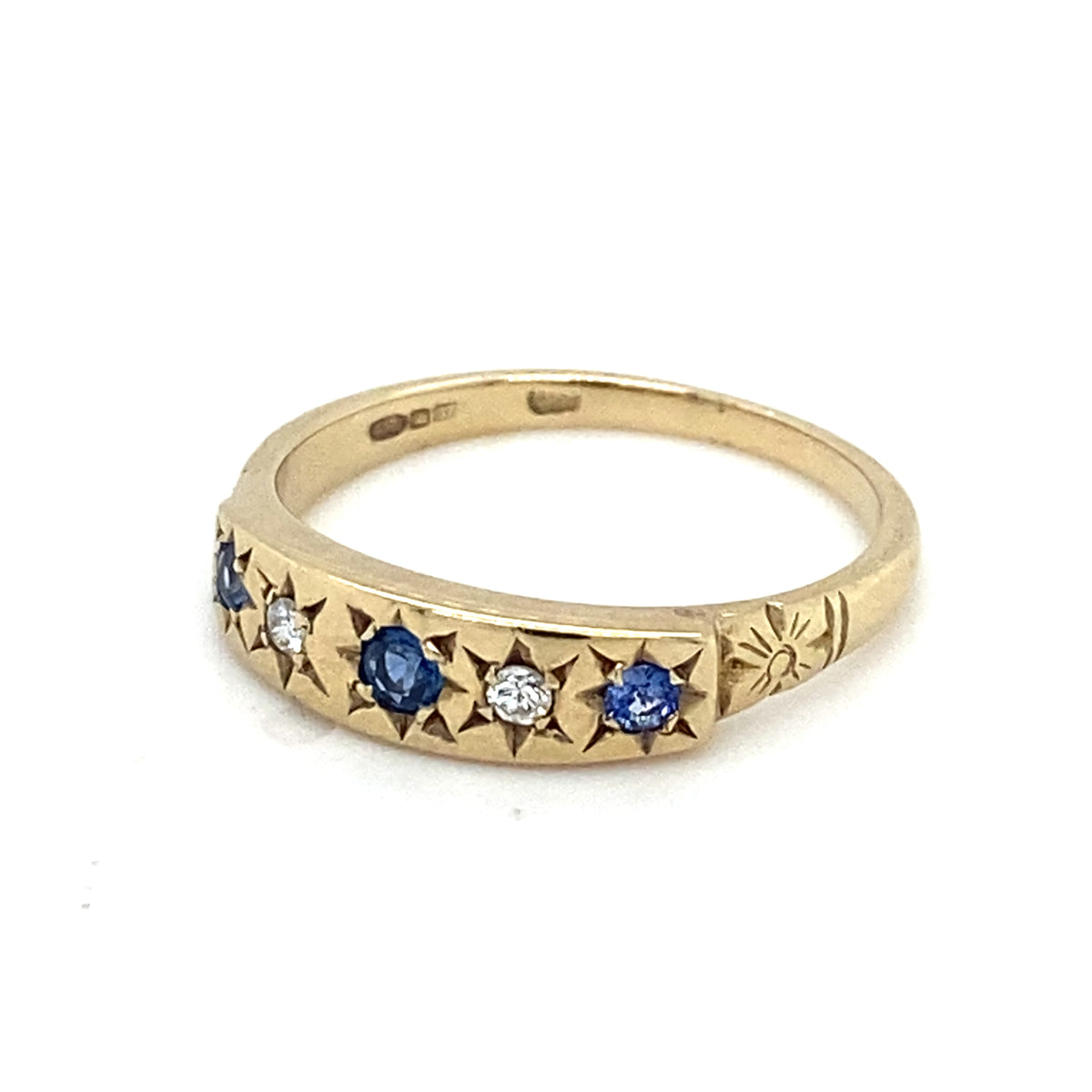 Antique 9kt Gold Diamond &amp; Sapphire Ring