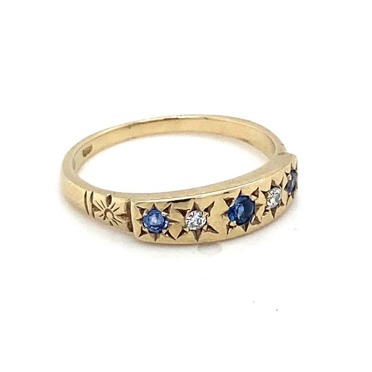 Antique 9kt Gold Diamond &amp; Sapphire Ring