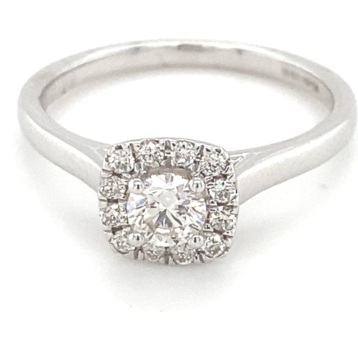 9kt White Gold Solitaire Cluster Ring