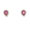 9kt Gold Pear Shaped Ruby Coloured Earrings