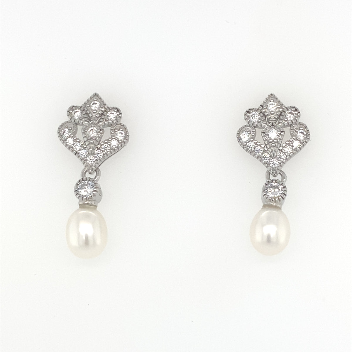 Sterling Silver Drop Pearl Earrings