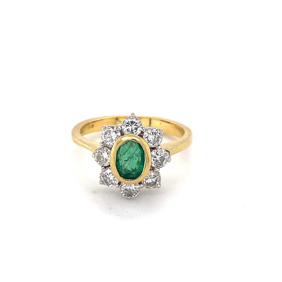 18kt Gold Emerald &amp; Diamond Ring