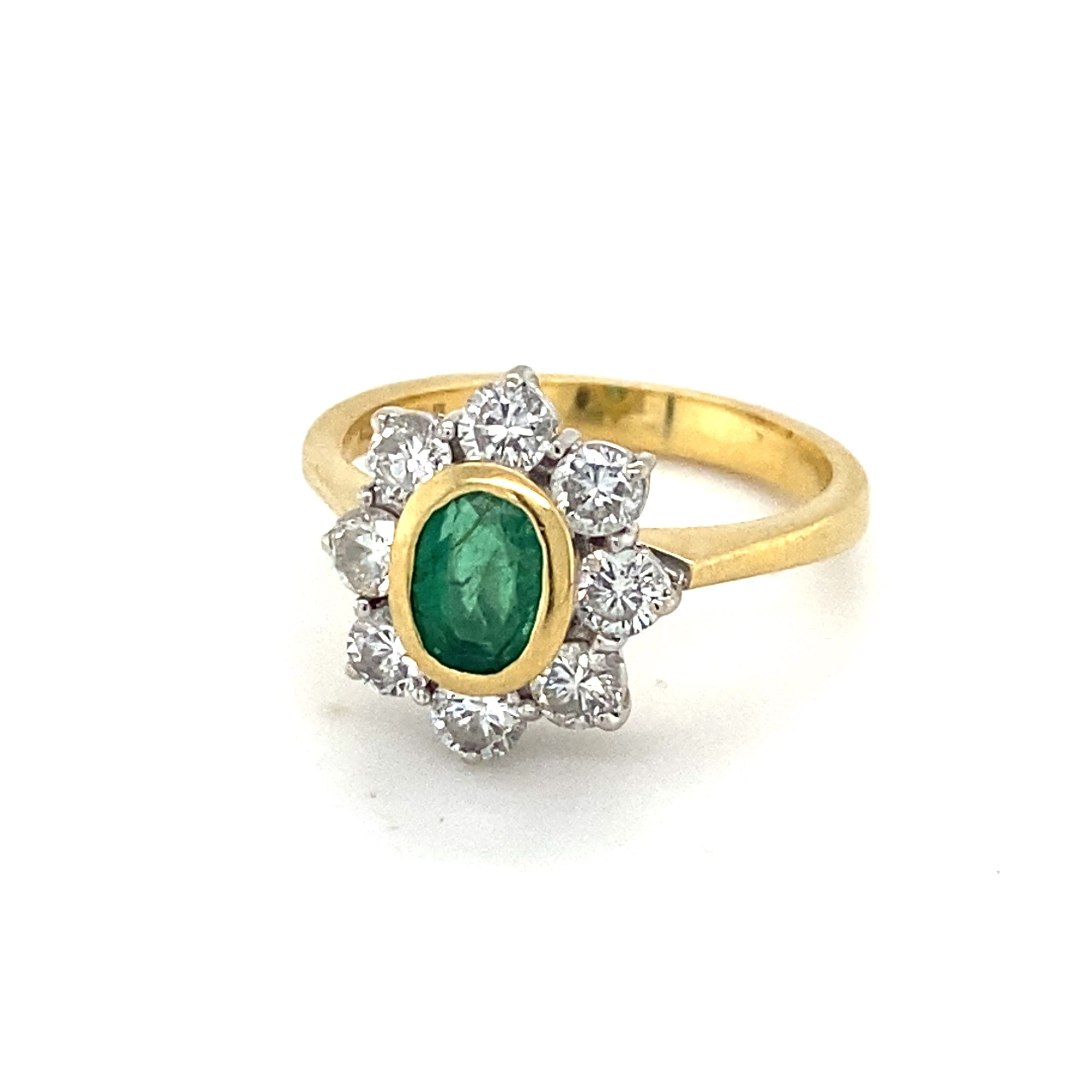 18kt Gold Emerald &amp; Diamond Ring
