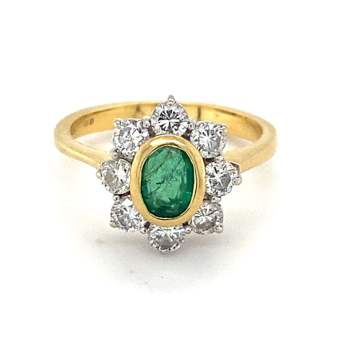 18kt Gold Emerald &amp; Diamond Ring