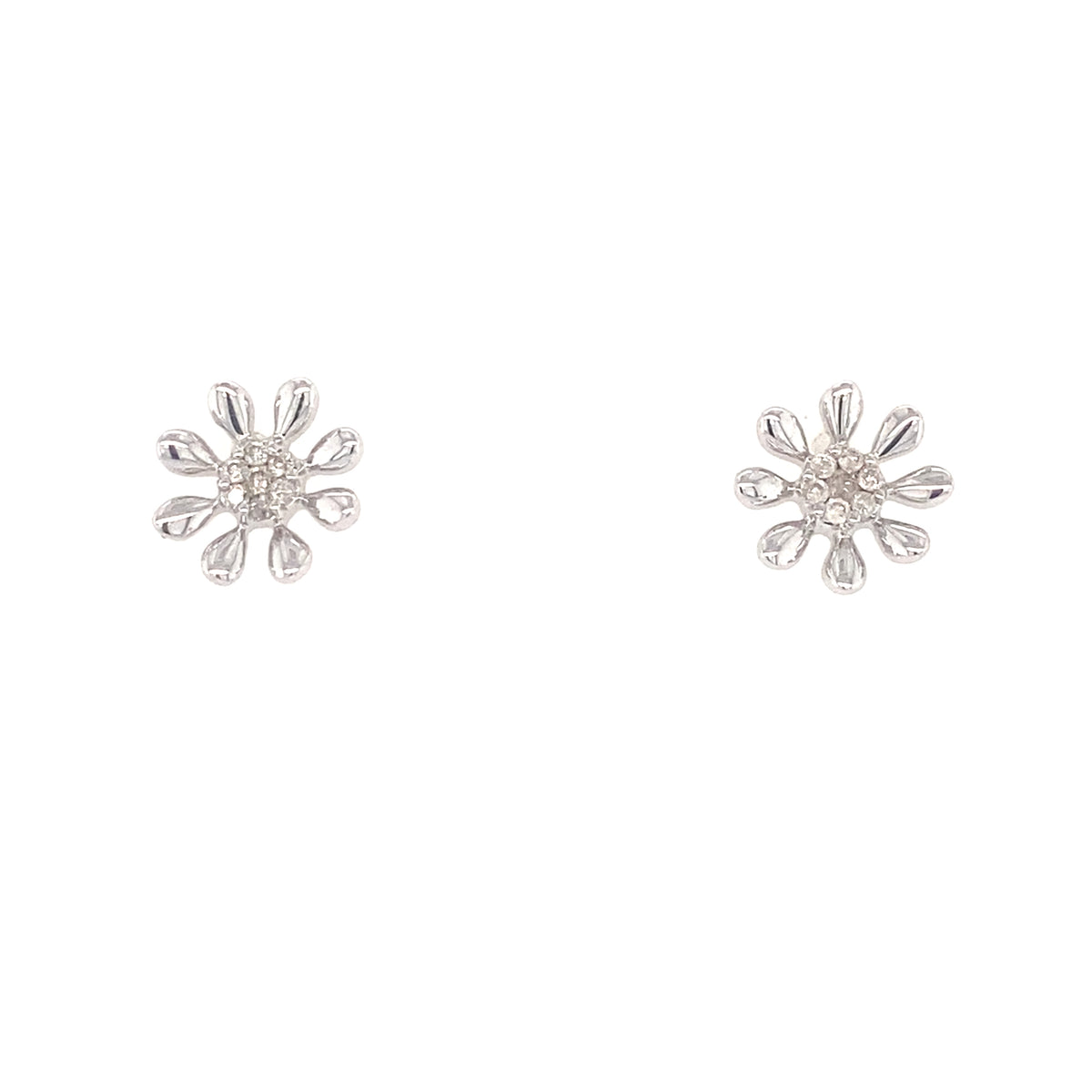 9kt White Gold Stud Earrings with Diamond