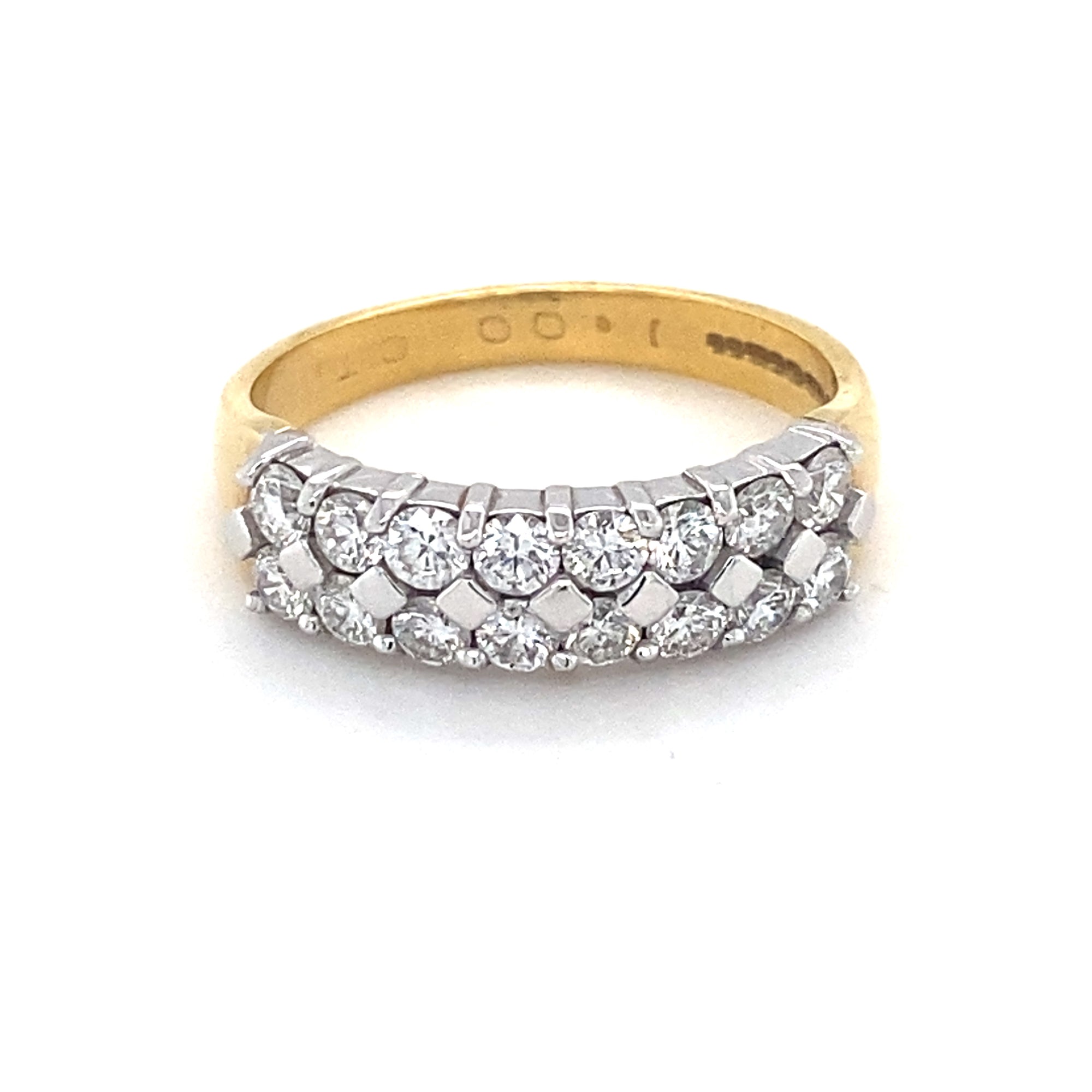 18kt Gold Double Row Diamond Ring