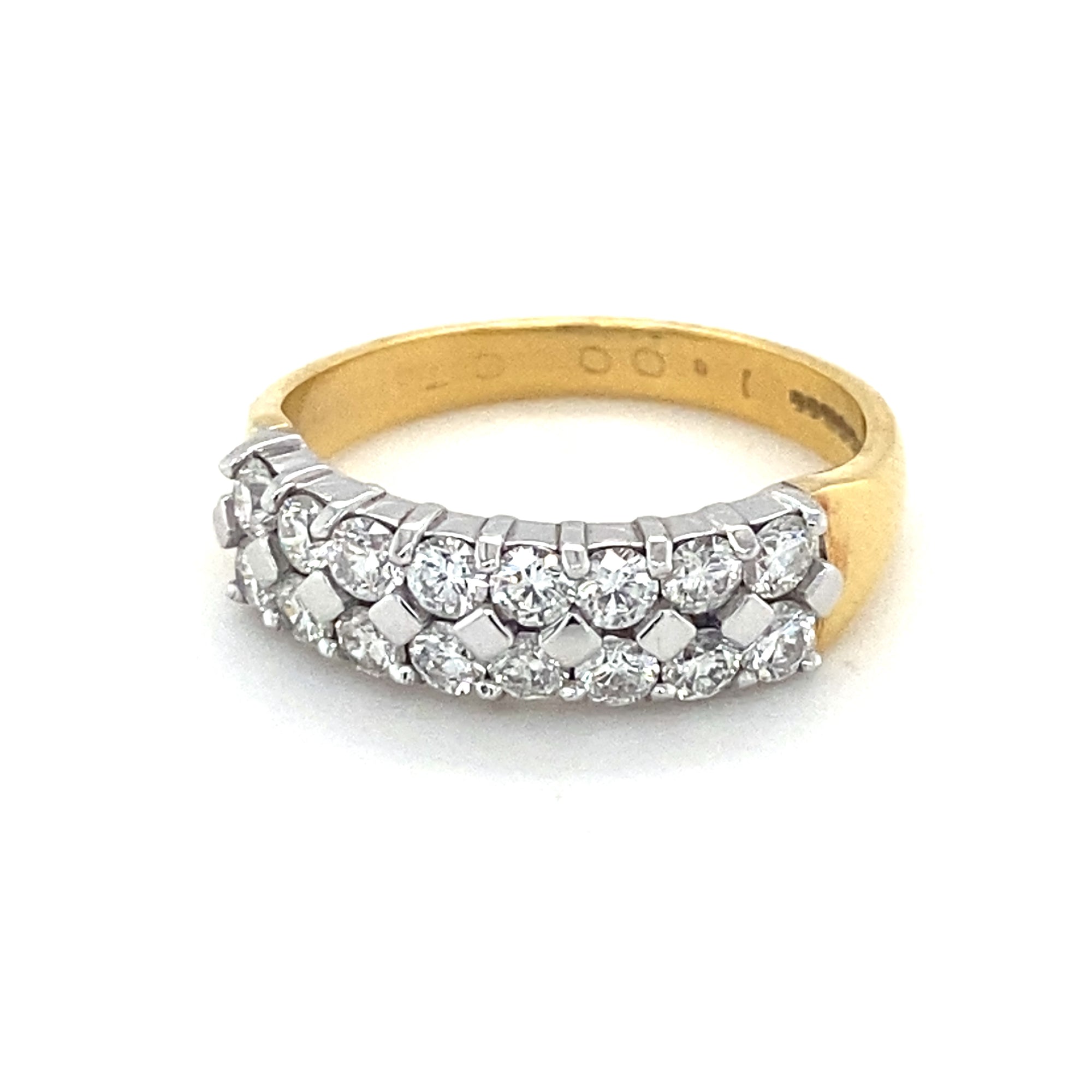 18kt Gold Double Row Diamond Ring