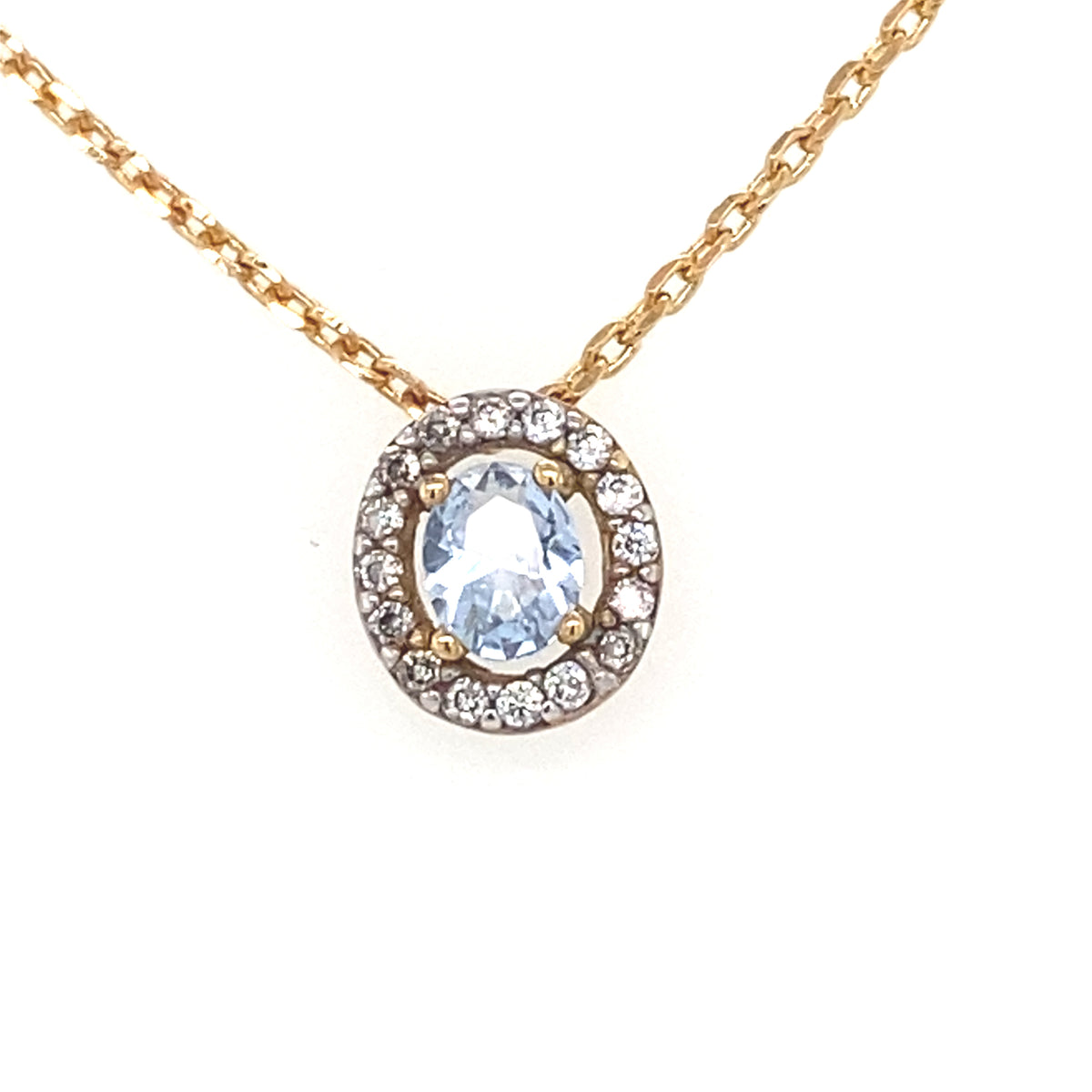 Gold Filled Pendant withLight Blue Stone