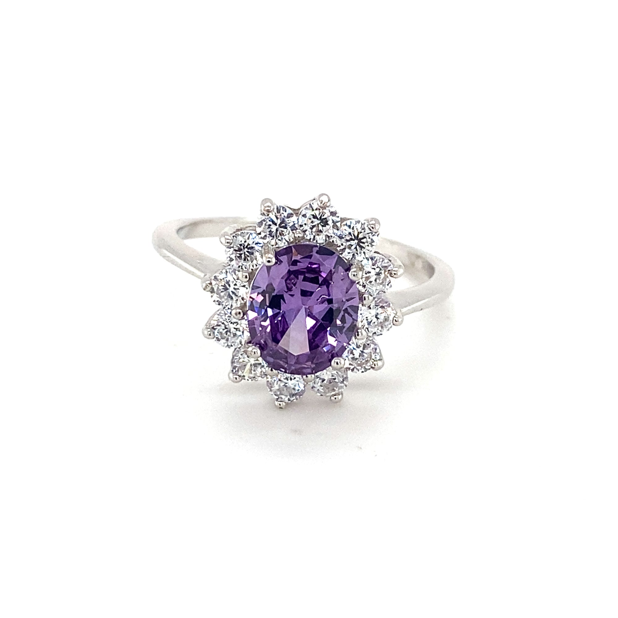 Sterling Silver Amethyst Colour Cluster Ring