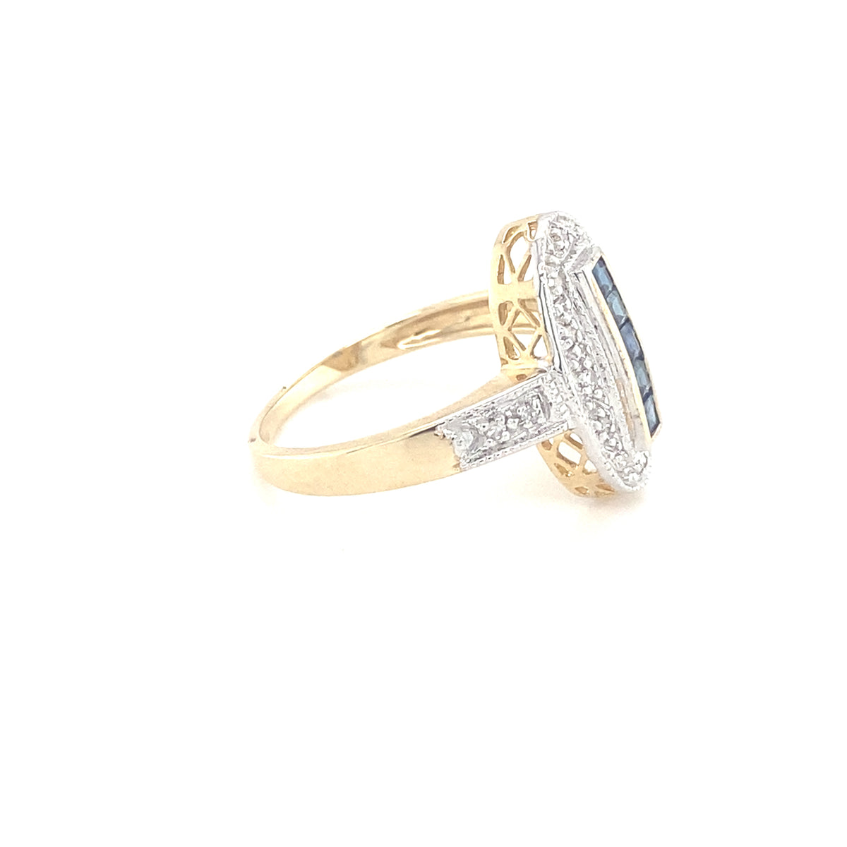 9kt Gold Diamond &amp; Sapphire Ring