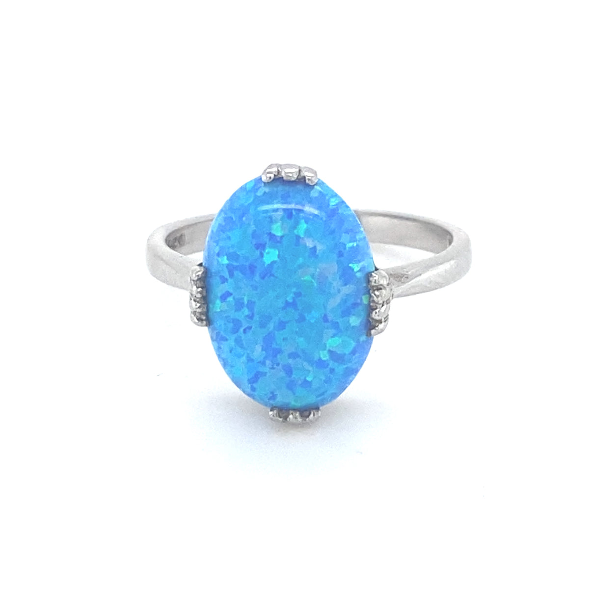 Sterling Silver Ring with the most Vibrant Blue Opal Style Stone
