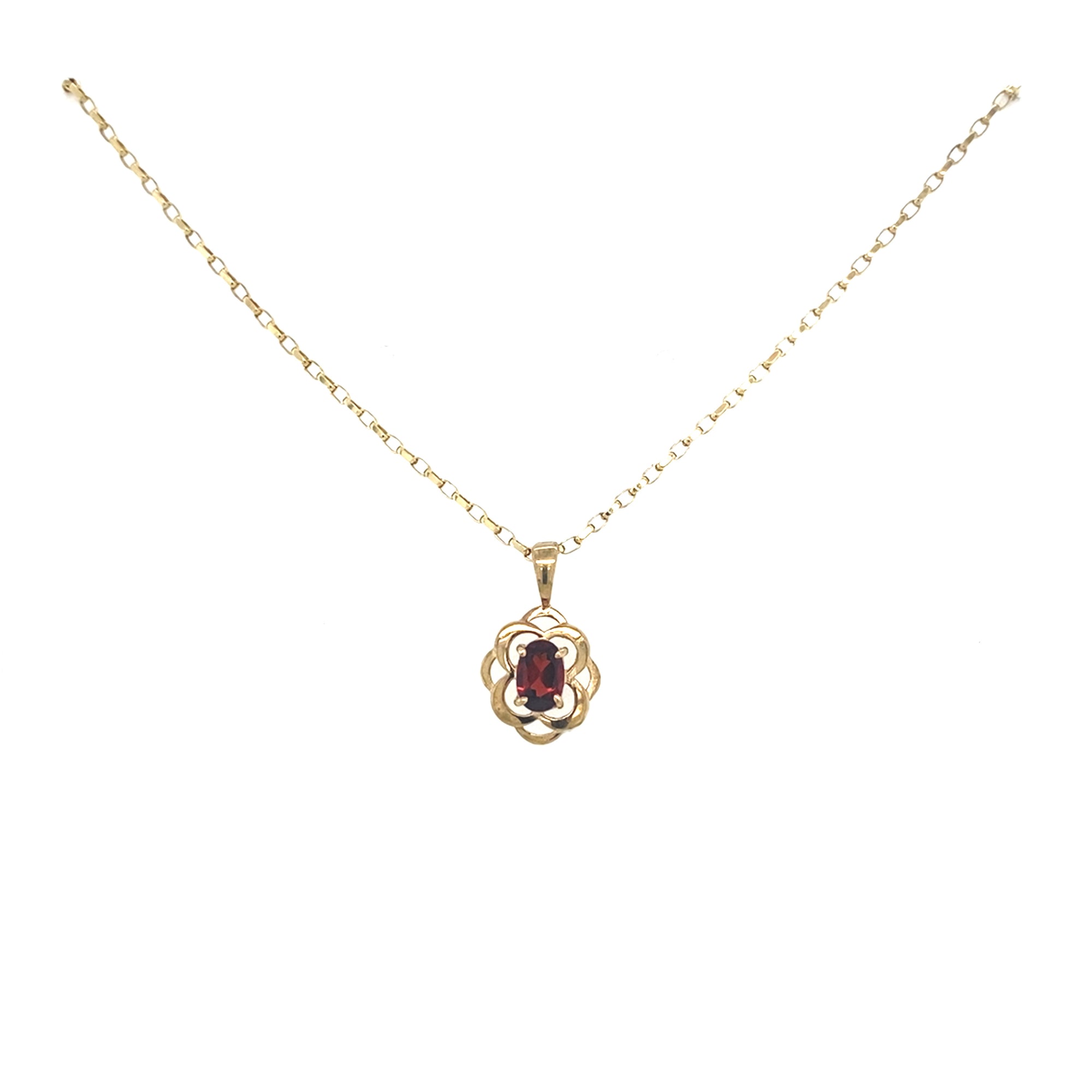 9kt Gold Pendant with Red Stone