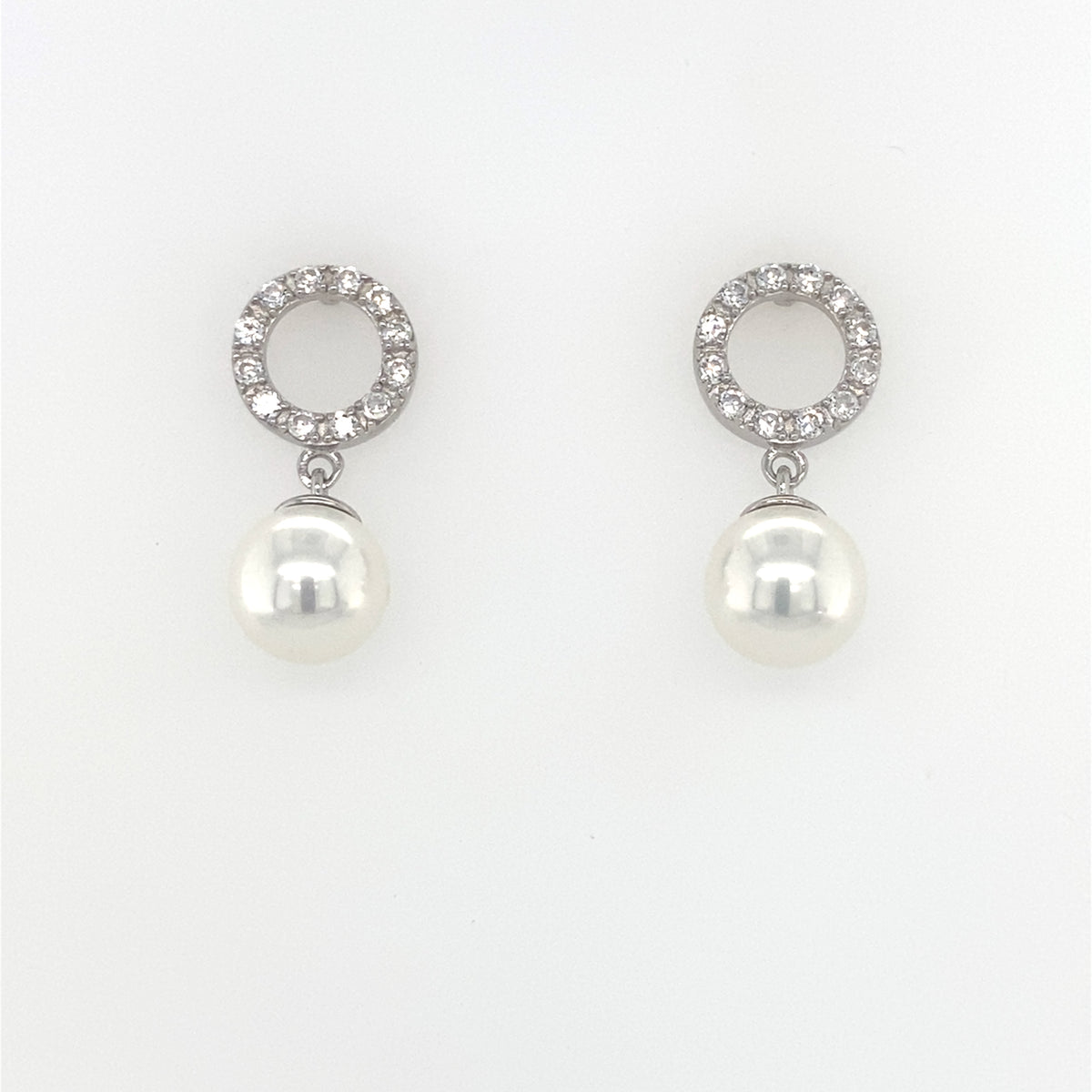 Sterling Silver Stone Set Earrings with Pearl
