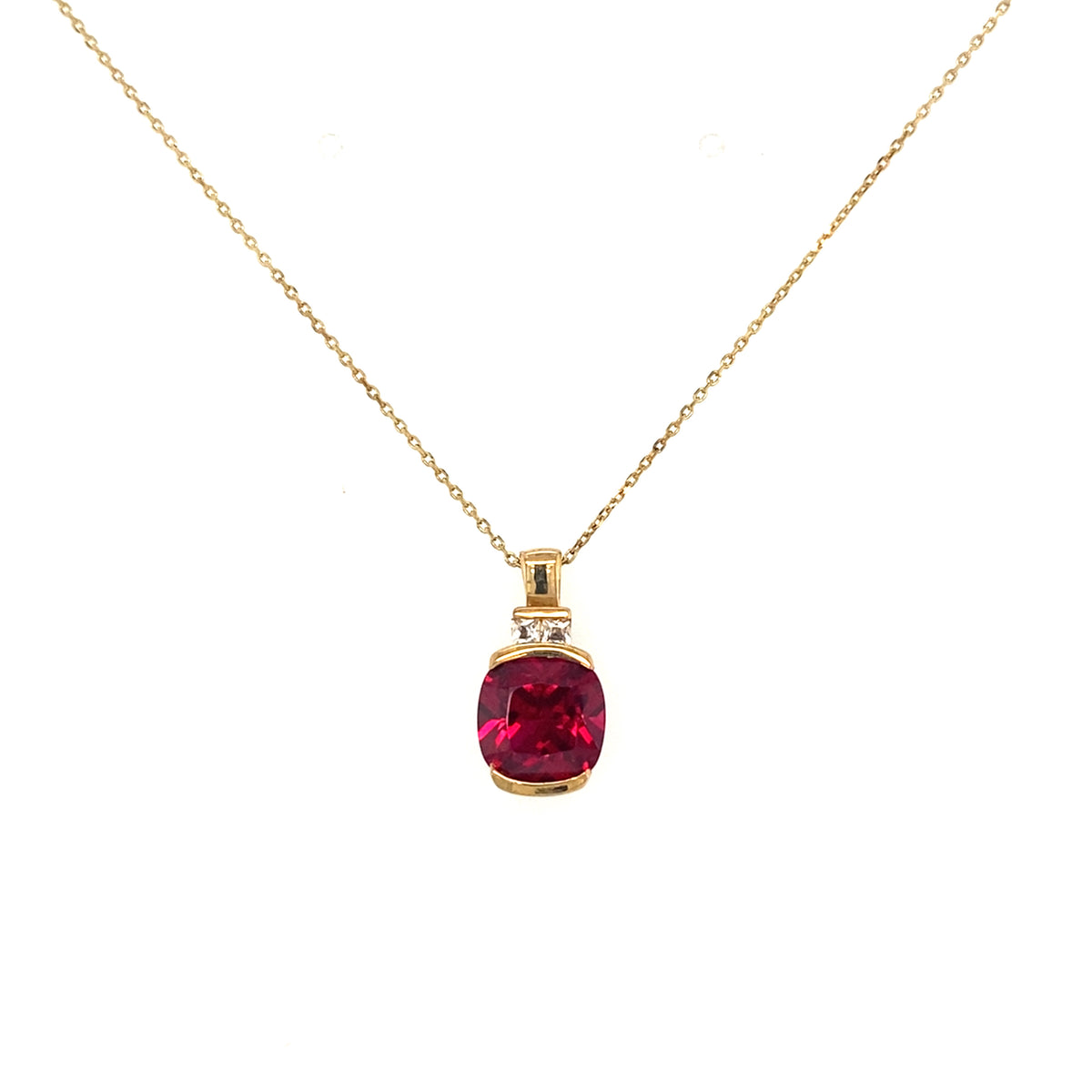 9kt Gold Ruby Coloured Pendant