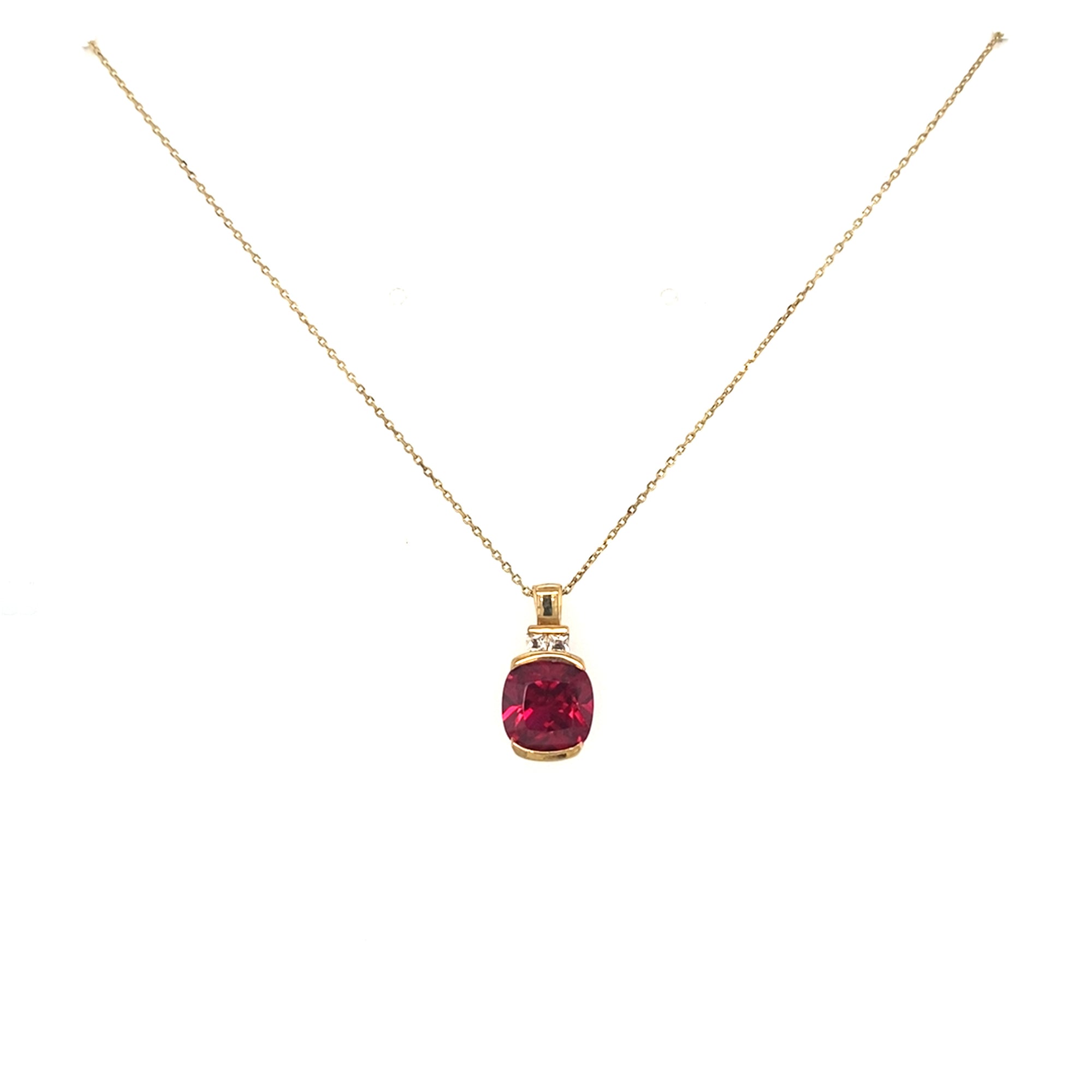 9kt Gold Ruby Coloured Pendant