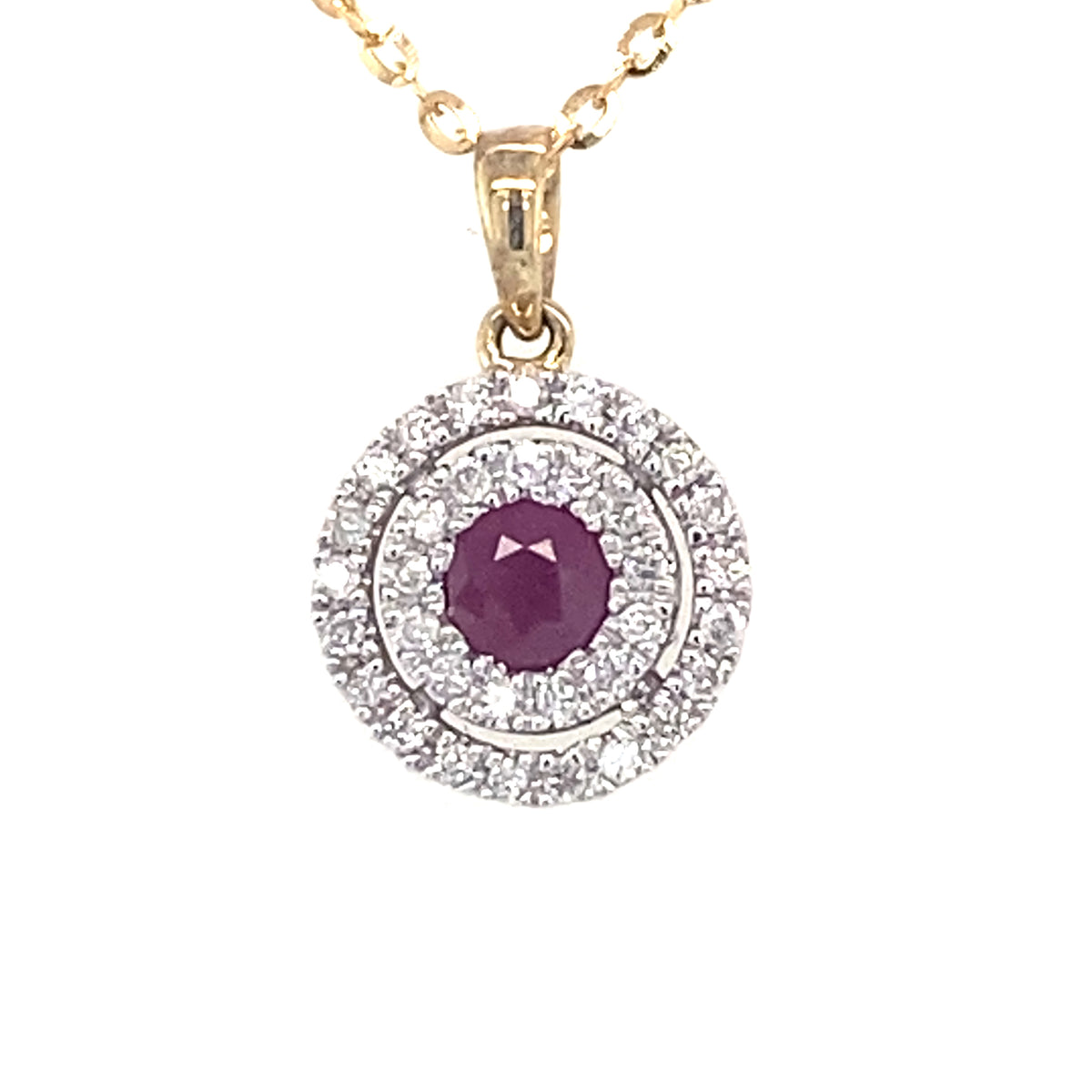 9kt Gold Diamond &amp; Ruby Pendant