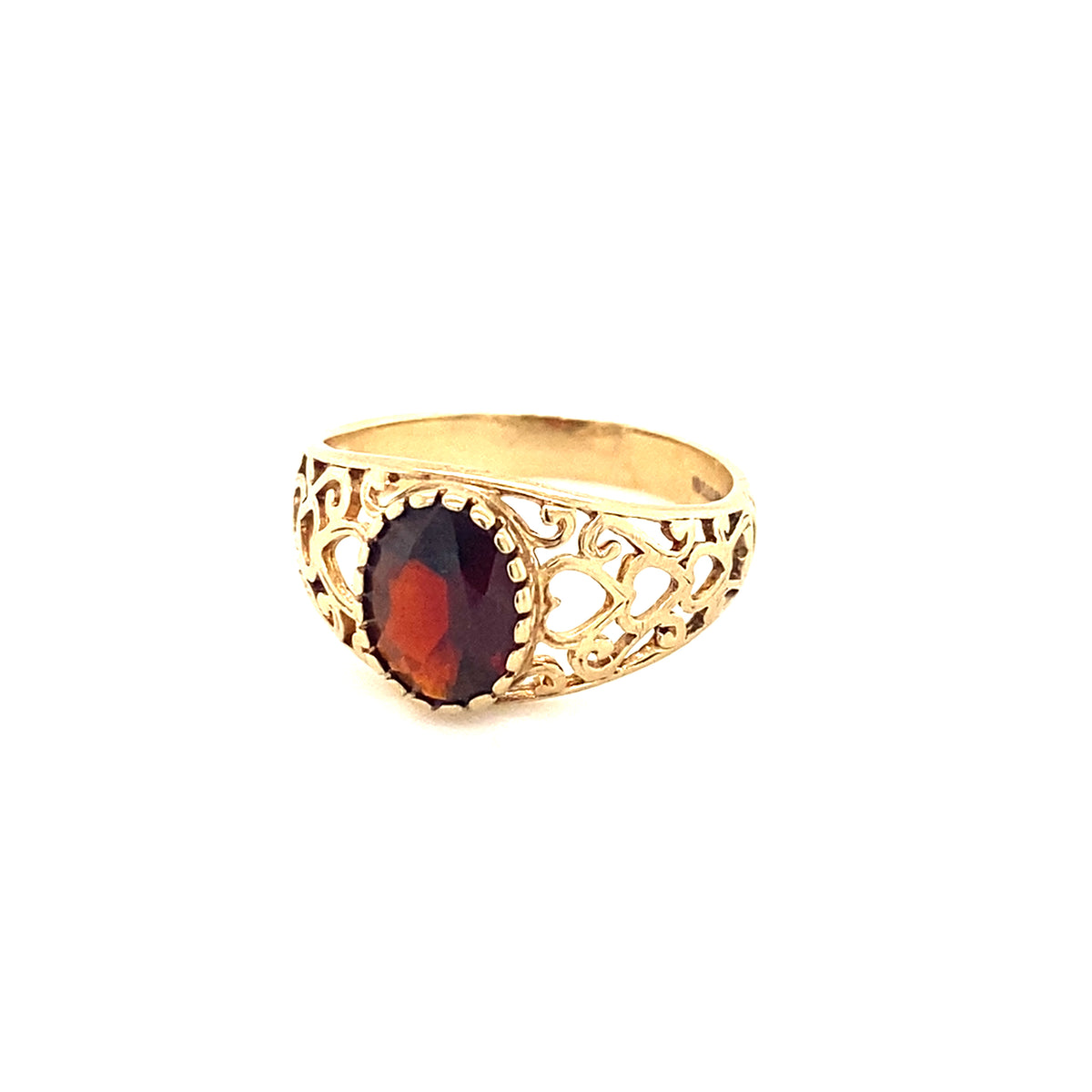 9kt Gold Ring with Garnet Coloured Stone