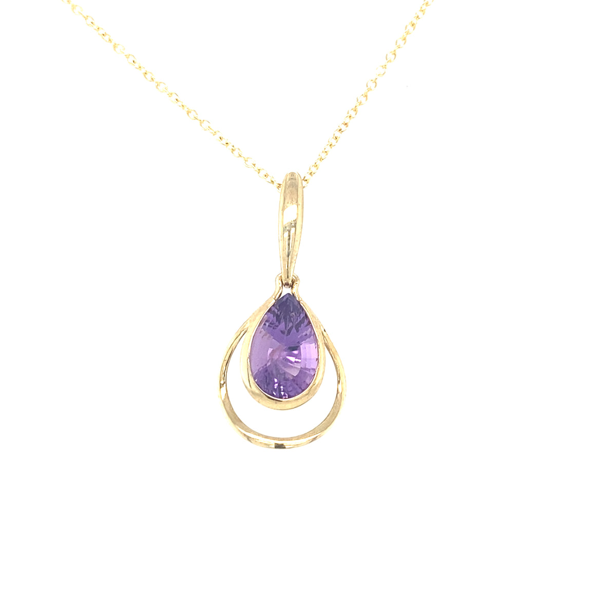 9kt Gold Pendant with Amethyst Coloured Stone
