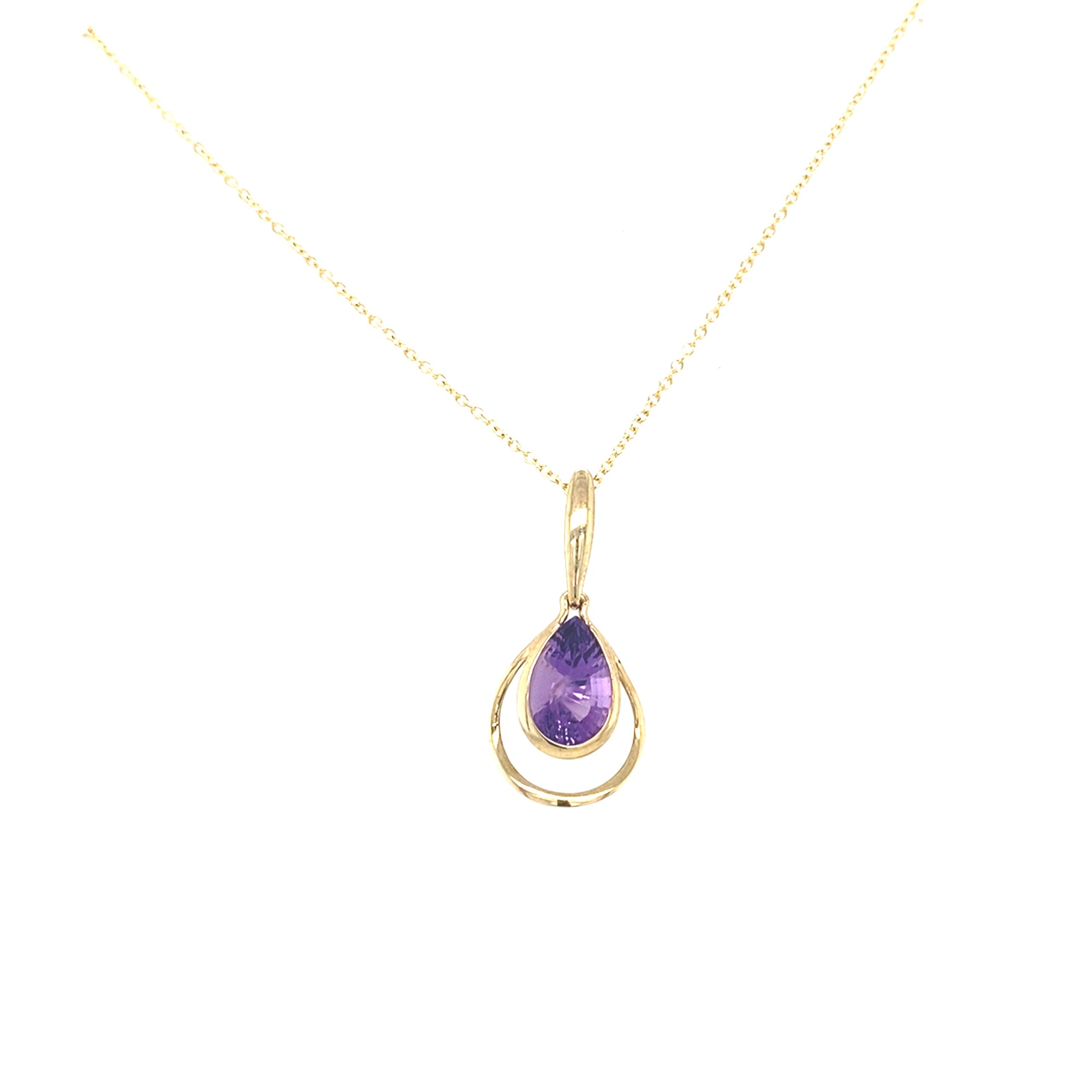 9kt Gold Pendant with Amethyst Coloured Stone