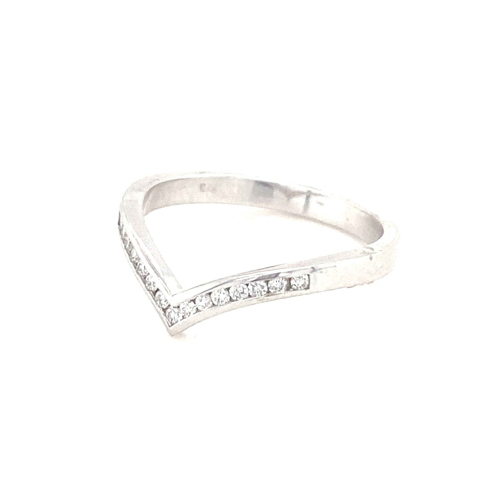 9kt White Gold Diamond Wishbone Ring