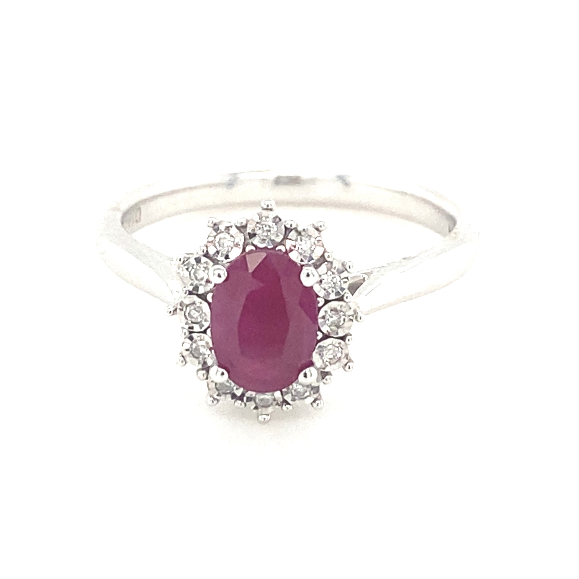 9kt White Gold Ruby &amp; Diamond Ring