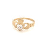 9kt Gold Claddagh Ring with Clear Stone