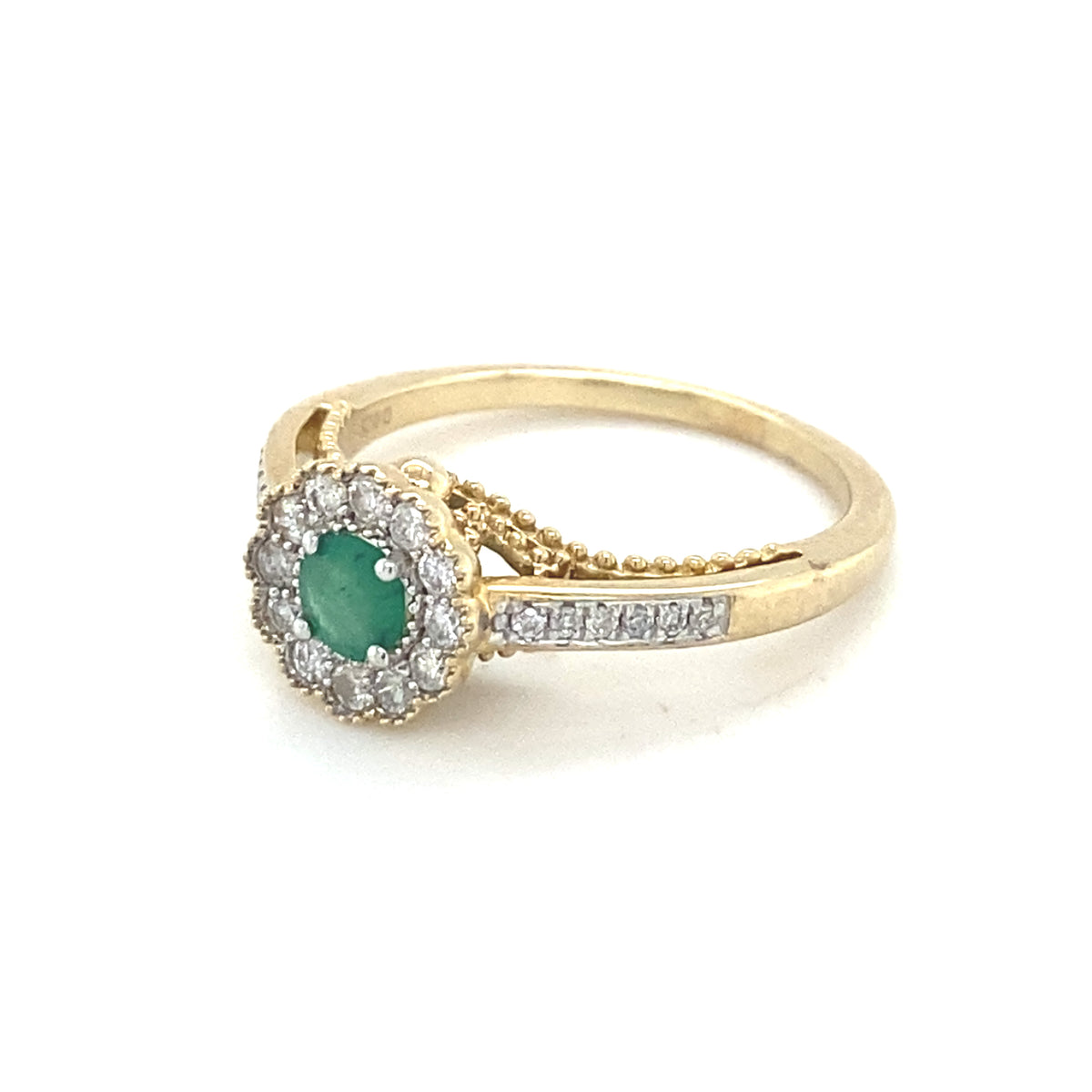 9kt Gold Diamond &amp; Emerald Ring