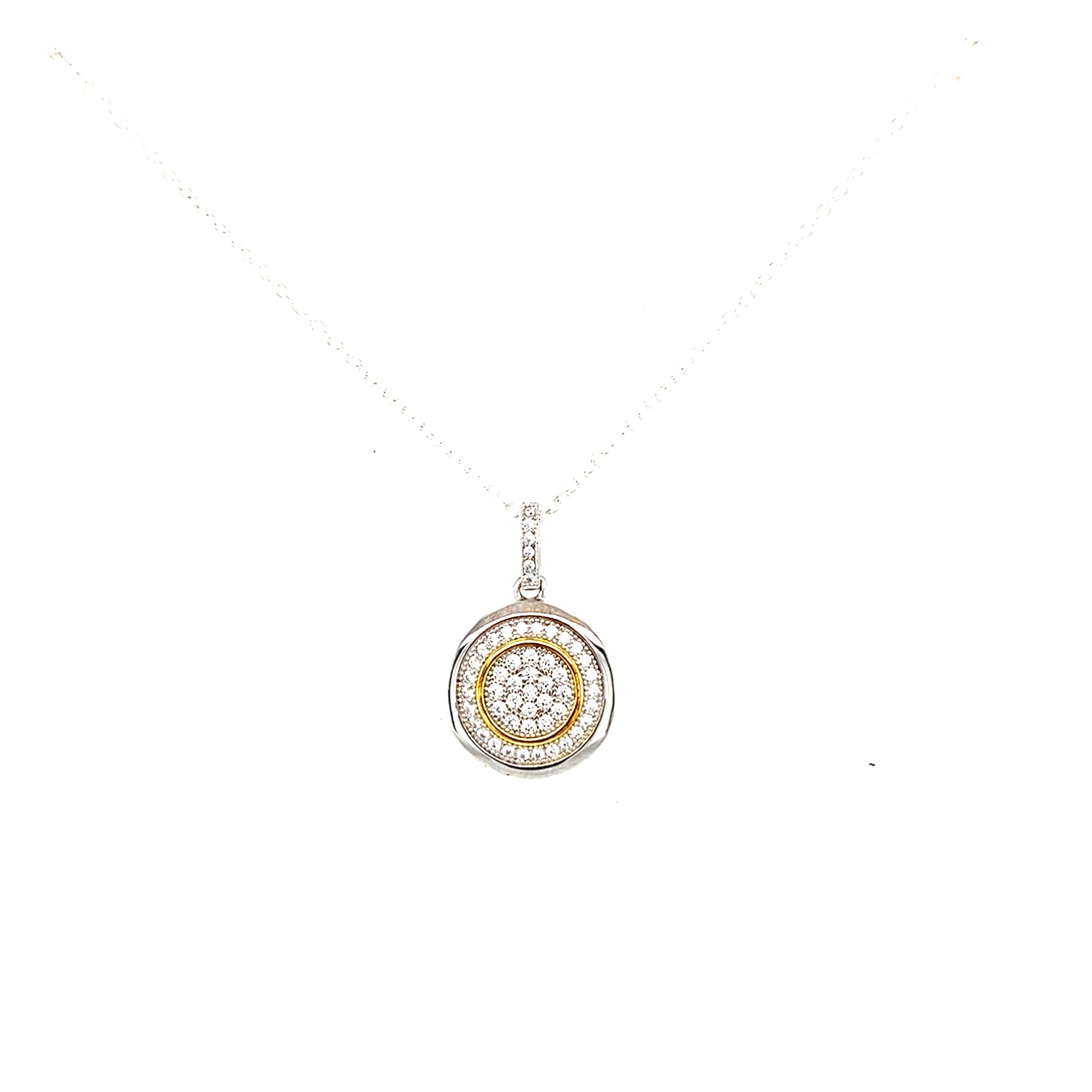 Sterling Silver Round Stone Set Pendant