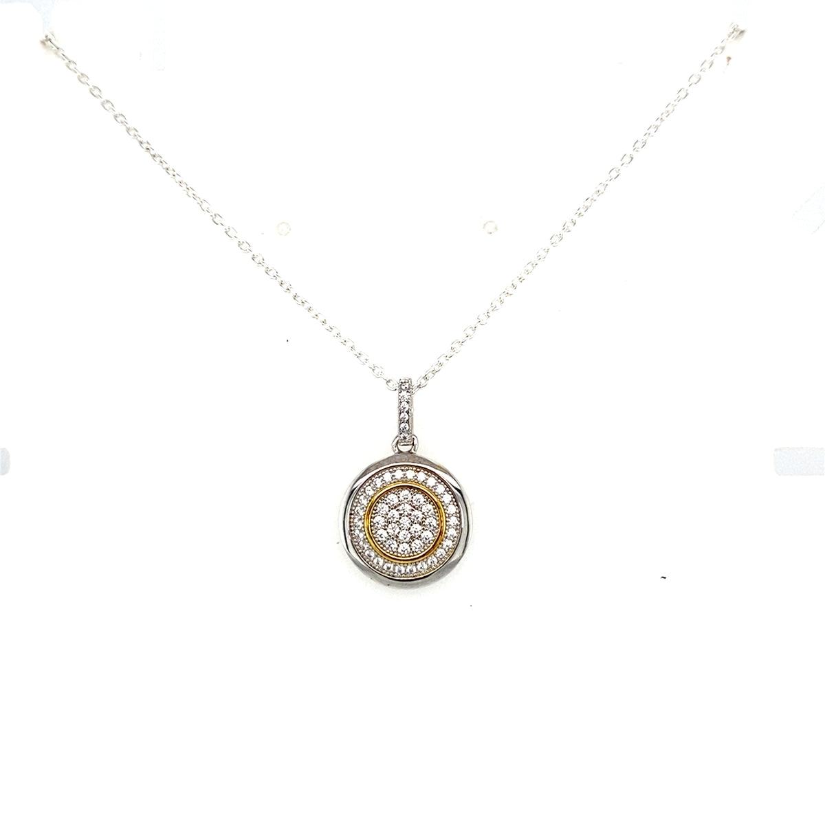 Sterling Silver Round Stone Set Pendant
