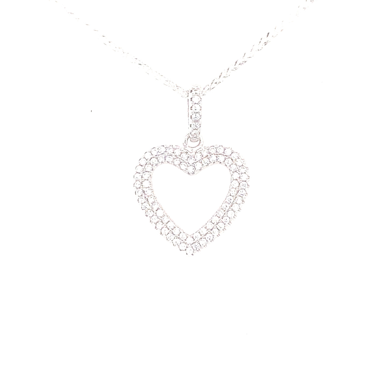 Sterling Silver Stone Set Heart Pendant