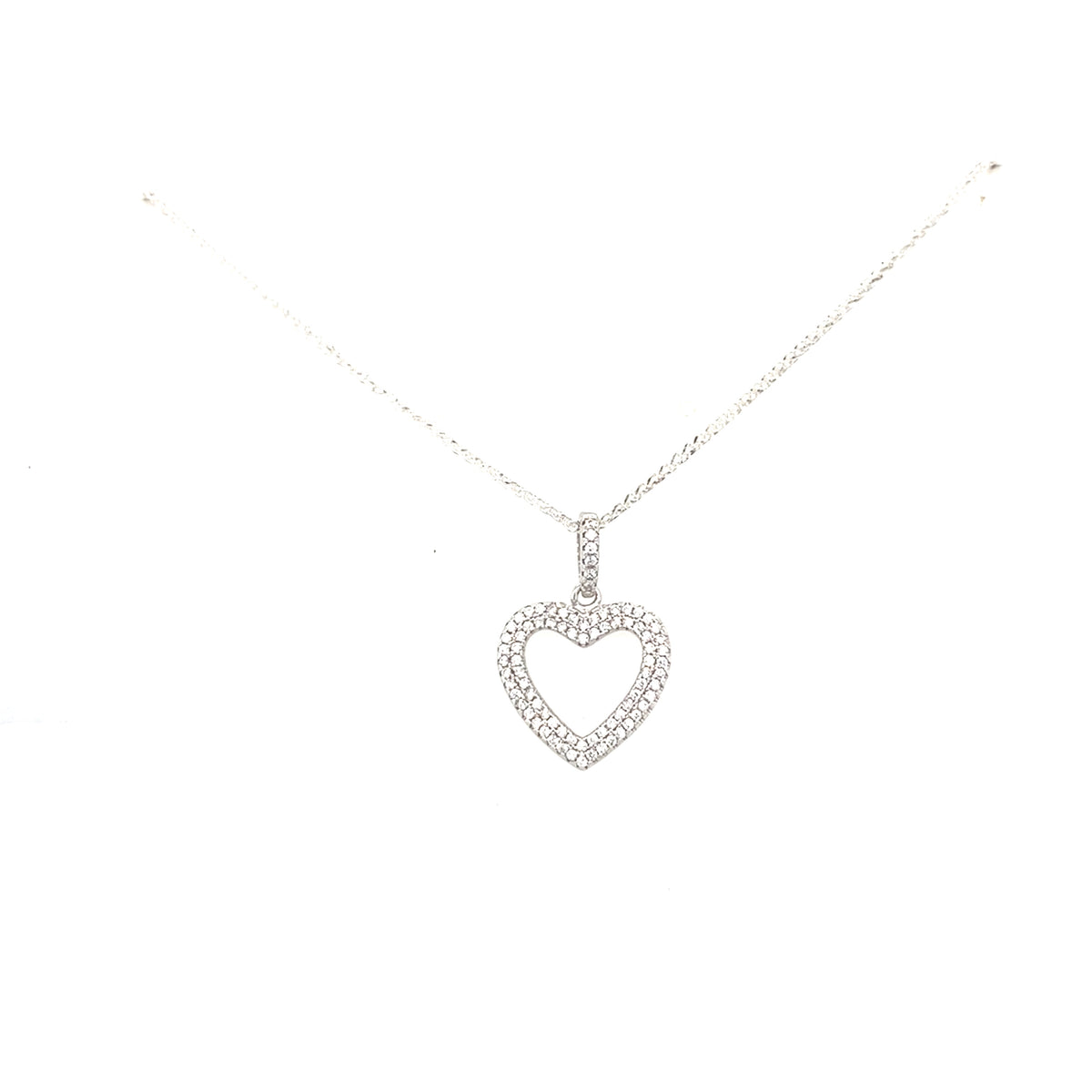 Sterling Silver Stone Set Heart Pendant