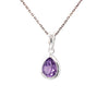Sterling Silver Pear Shaped Amethyst Colour Pendant
